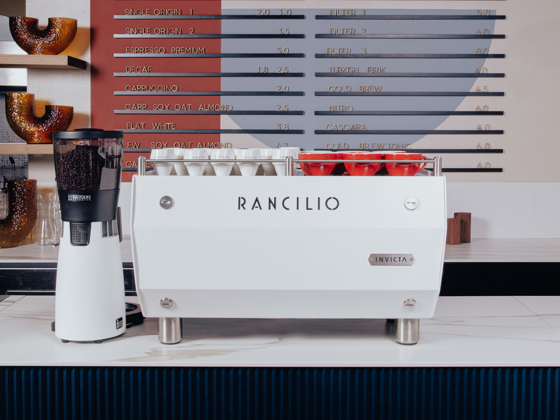 White Invicta on a café bar